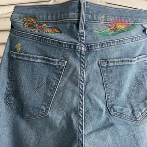 MOTHER Mid Rise Dazzler Ankle Embroidered Jeans 🌼🌅